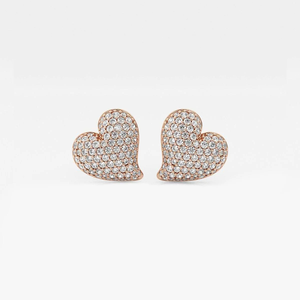 ต่างหูเพชรทรงหัวใจแบบฝังเพชรทรงกลม 3/4 กะรัต ดีไซน์หรูหรา ประกายระยิบระยับ สวยงามอย่างมีระดับ ผลิตจากเพชรที่เพาะเลี้ยงในห้องปฏิบัติการ เหมาะสำหรับเป็นเครื่องประดับสุดหรู - Product Image 1