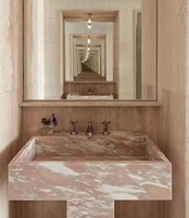 Marbre rose naturel Baley, pierre rose chaud avec des veines prononcées, dalle pour murs, comptoirs, vanités, décoration intérieure de villa