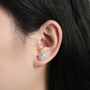 Classic 4mm 5mm 6.5mm 7.5mm 8mm Round D Color VVS1 Moissanite Simple Four-Claw <strong>Stud</strong> <strong>Earrings</strong> for Women - Product Image 4