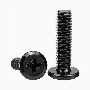 Schwarze Rundkopfschraube mit abgeschrägtem Sechskant-Einsatz, Möbelbolzen, Schwarze Flachkopfschraube, Mechanische Langschraube M6/M8 - Product Image 1