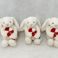Jellcatt UK Weiches Weißes Bashful Bunny Plüschtier mit Weihnachtszuckerstange, Weihnachts- und Erntedankgeschenk Gefüllter Hase