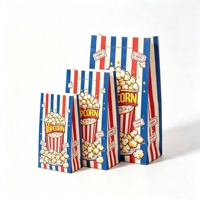 Sac d'emballage alimentaire jetable et recyclable à fond carré avec logo personnalisé, pour popcorn, snacks, pizza, en papier kraft, résistant à l'huile, pour friandises sucrées