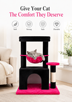 Arbre à chat élégant et écologique en velours avec poteaux en sisal, structure d'escalade multi-niveaux en peluche pour chatons et chats adultes d'intérieur, en carton