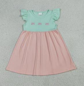 Robe et barboteuse d'été respirantes pour bébés filles, brodées, à manches volantées, patchwork, longueur genou - Product Image 6