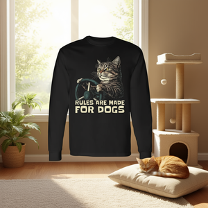 Les règles des amoureux des chats sont faites pour les chiens, t-shirt à manches longues pour chat amoureux des chiens - Product Image 3