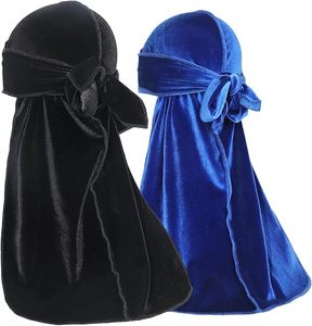 Velvet Soft Durags Men <b>Women</b> Long Double Wide Straps Silky Durag Liner Stitched for 360 Waves <b>Cap</b> Promotion Gift - Product Image 1