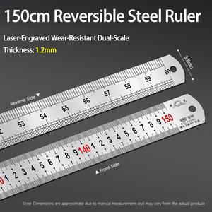 Regla de acero inoxidable Dawn Espesar Marcas transparentes de doble cara Regla de dibujo duradera y resistente al desgaste - Product Image 6
