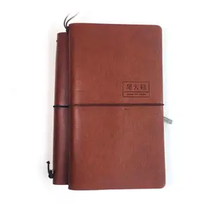 Handmade Leather Writing Blank Diary Paper Refillable Bounded Leather Notebook Vintage Travel Journal Gift Opp Bag OEM Brown