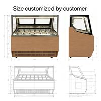 Congélateur commercial pour glaces en vitrine, capacité 10/12 bacs avec système de refroidissement par ventilateur avancé
