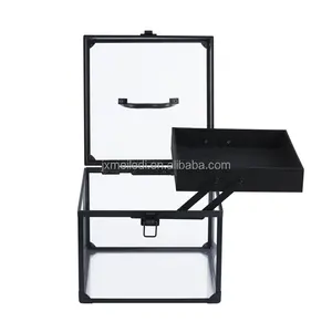 Travel Acrylic Case With Tray 9 Inch Crown Boxes With Handle Clear Lockable Crown Carrying Case