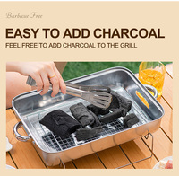 Barbecue au charbon de bois moderne, mini, pliable, réglable en hauteur, en acier inoxydable 304, pour cuisine extérieure, jardin, barbecue