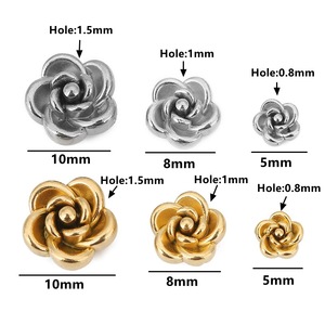 Cuentas de acero inoxidable 3D con forma de rosa, pequeñas, para joyería DIY, collares, pendientes, accesorios hechos a mano, venta al por mayor - Product Image 2