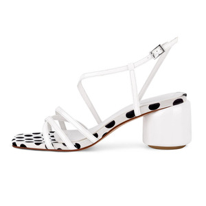 Big Size 46 Office Ladies Round Heels Pumps Women Open Toe Snake Pattern Shoes Dress Polka Dots <b>Sandals</b> - Product Image 2