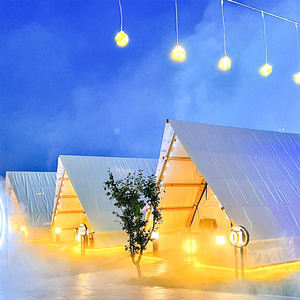 Triangle tente haute quantité Safari lumière luxe tipis épaissi toile Glamping hôtel famille Camping <span class=keywords><strong>en</strong></span> plein air maison <span class=keywords><strong>en</strong></span> <span class=keywords><strong>bois</strong></span> - Product Image 4