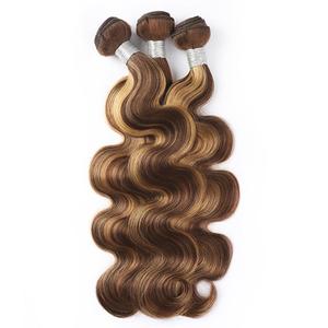 Extension di Capelli Umani Brasiliani Remy Ondulati 10A con Highlights P4/27 Colore Piano Vendita all'Ingrosso - Product Image 3