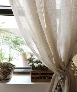 Factory Supply Natural Style Linen Voile Tulle Fabric for Window Curtain