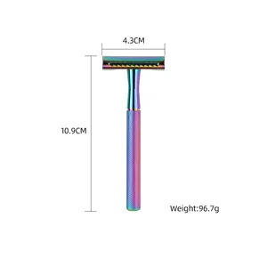 New Rainbow Color Customized Packaging Brass Handle Classic Design Metal Shaver Wet Shaver Double Edge Safety Razor