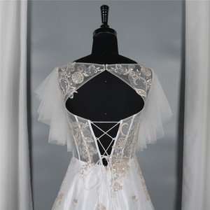 최신 디자인 자수 레이스 라인 웨딩 드레스 신부 가운 우아한 웨딩 드레스 가운 여성 웨딩 - Product Image 6