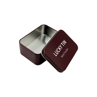 Boîte en fer blanc personnalisée LUCKY TIN pour cartes-cadeaux, vente en gros, boîte rectangulaire dorée en métal de qualité alimentaire pour thé