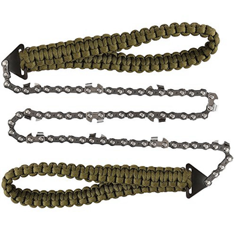 Outdoor Hand Saw Pocket Chain saw with Paracord Handle Emergency Survival Gear Camping Folding Chain Wood & Tree Portable Saws