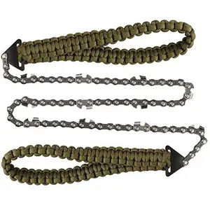 Outdoor Hand Saw Pocket Chain saw with Paracord Handle Emergency Survival Gear Camping Folding Chain Wood & Tree Portable Saws