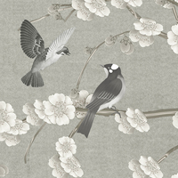 Papier peint professionnel chinois à motifs floraux et oiseaux, ignifuge, imperméable, 54 pouces, pour club-house, revêtement mural en PVC, vinyle à support tissé