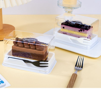 Nouveau Design Boîtes à Gâteau en Plastique Transparent pour Boulangerie à Emporter Mousse Gâteau au Fromage Récipient avec Fourchette de Qualité Alimentaire pour Desserts Boulangerie