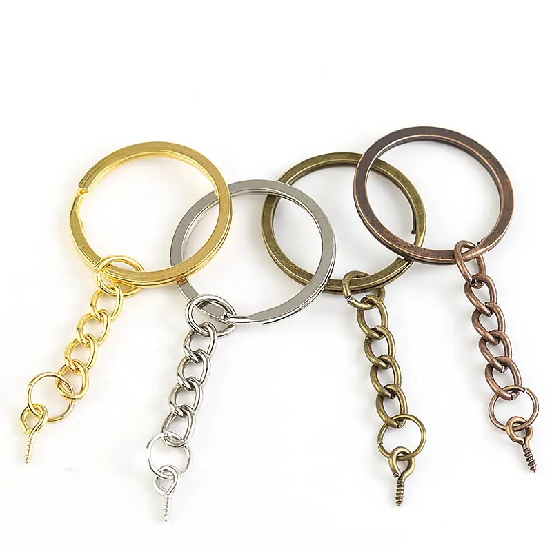 Multicolor Metalen Sleutelhangers Met Split Ring Link Chain Key Rings Keyfob Sleutel Hangers Houder Ringen Diy Sleutelhangers Sleutelhanger