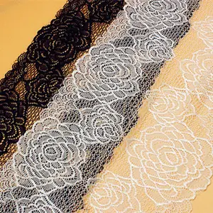 19CM giyim aksesuarları tekstil kanepe kumaş elastik seksi ev dantel OEM 100% Polyester örme sürdürülebilir dantel Trim 19cm genişliği
