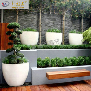 Maceta de Cemento con Diseño de Piedra Mágica, Tamaño Personalizado, Blanca, para Jardín Exterior - Product Image 4