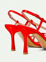 Chaussures de luxe personnalisées en soie à bout ouvert pour femme, talons aiguilles, à enfiler, avec lanières convertibles et nœud, rehaussantes