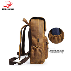 Sac à dos pour homme en cuir véritable vintage personnalisé Fermeture à glissière Nylon Mode Fait main Sac d'école Sac de voyage pour l'été l'hiver - Product Image 5
