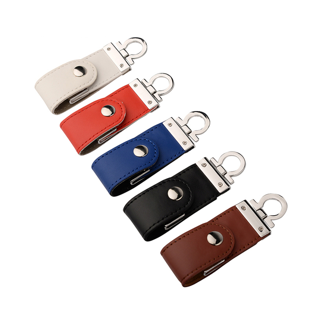 Fashion Key Chain Leather Usb Flash Drive Pen Drive 1GB 2GB 4GB 8GB 16GB 32GB 64GB 128GB PU Brown Thumb Flash Stick