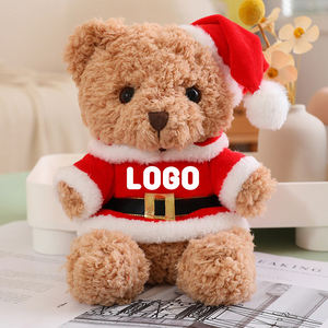 Boneka Beruang Teddy Logo Natal Lucu Kartun Mainan Plush Santa Claus Penghilang Stres Poliester Unisex Hadiah Promosi Pesta - Product Image 2