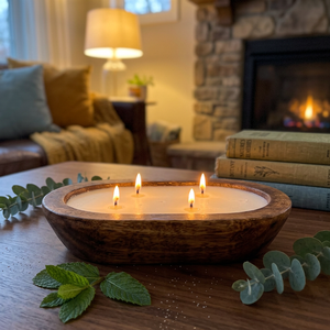 Bougeoir rustique en bois de manguier fait main, bol à bougie en bois pour décoration de mariage, prix de gros pour les magasins - Product Image 3