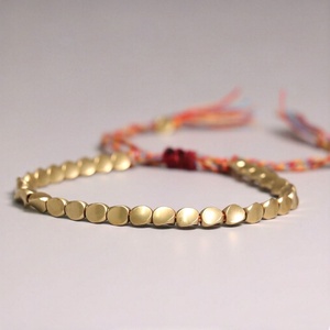 Bracelet en perles de cuivre tibétain, fait main, tressé, réglable, en coton, bracelet porte-bonheur pour femmes et hommes, bijou unique, cadeau - Product Image 6
