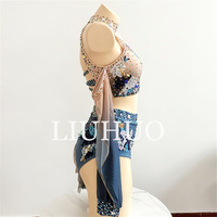 Ensemble de danse pour femmes LIUHUO, haut de soutien-gorge en spandex brodé 3D, jupe en maille, orné de diamants, pour la compétition de pole dance, vêtements d'entraînement