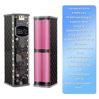 Kit de batterie externe pour ordinateur portable PD65W, boîtier de batterie externe à régulation de tension 3-12/24V avec 8 boîtes de batterie 18650