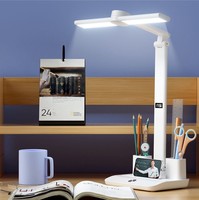 Lampe de bureau à LED personnalisée, lampe de lecture tactile à intensité variable avec port temporel type-C avec porte-stylo Lampe de table à LED
