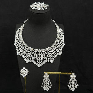 Conjunto de Joias Finas RUYI em Prata Esterlina 925 Luxuoso com Zircônia Cúbica de <span class=keywords><strong>Dubai</strong></span> Colar de Pérola Conjunto de 4 Peças para Casamento e Noivado - Product Image 1