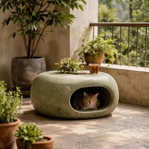 Table d'appoint en pierre naturelle, table basse en marbre, table créative pour animaux de compagnie, lit pour <span class=keywords><strong>chat</strong></span>, pour salon, meubles d'intérieur et d'extérieur - Product Image 2