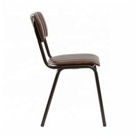 Chaises de salle à manger nordiques contemporaines en cuir synthétique avec pieds et dossier en métal pour salle à manger, bureau à domicile et centre commercial