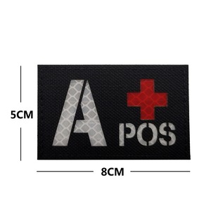 Patch de groupe sanguin réfléchissant IR personnalisé en gros, A B O, ID nocturne, <span class=keywords><strong>velcro</strong></span> - Product Image 3