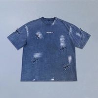 Kaos T-Shirt OEM Sablon Distressed Oversized Drop Shoulder dengan Aksen Safety Pin, Bahan Acid Wash Tebal dan Berwarna Pudar