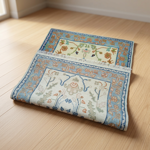 KNOT RUGS Washable Plush Non-Slip Eco-Friendly Solid Color Rectangle Light Blue Wool Hand Knotted Area Rug for Living Room Home - Product Image 3