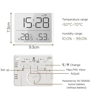 LCD kỹ thuật số Đồng Hồ Báo Thức Lớn LED máy tính để bàn treo tường tủ lạnh ngày nhiệt độ độ ẩm hiển thị cho phòng ngủ trang trí - Product Image 2