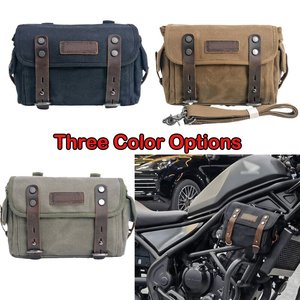 Mochila Vintage para Motocicleta, Equipamento de Pilotagem, Bolsa Traseira Impermeável de Lona Cáqui Retrô, Bolsa Lateral para Motociclista, Alforjes de Moto - Product Image 6