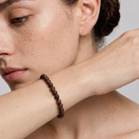 Bracelet tendance en laiton avec perles de bois de santal, style minimaliste chinois, perles de méditation zen, pour femme, usage quotidien décontracté