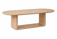 Table à manger elliptique moderne en bois sur mesure avec base sculpturale, fabricant de tables de luxe en bois de frêne pour projets commerciaux