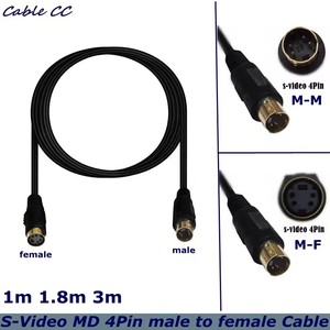 Câble vidéo mini DIN à quatre broches avec cœur en cuivre plaqué or, connexion TV AV, câble de connexion MD4P mâle vers femelle - Product Image 1